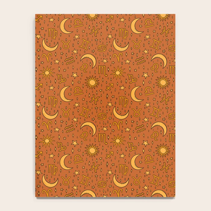 Zodiac Sun and Star Print in Rust Notebook Gallery Image 4