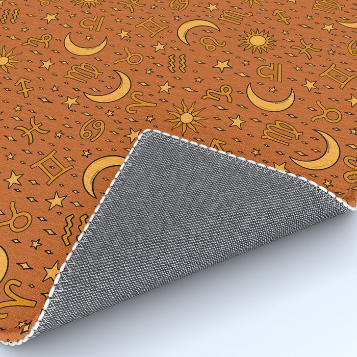 Zodiac Sun and Star Print in Rust Rug Gallery Image 4