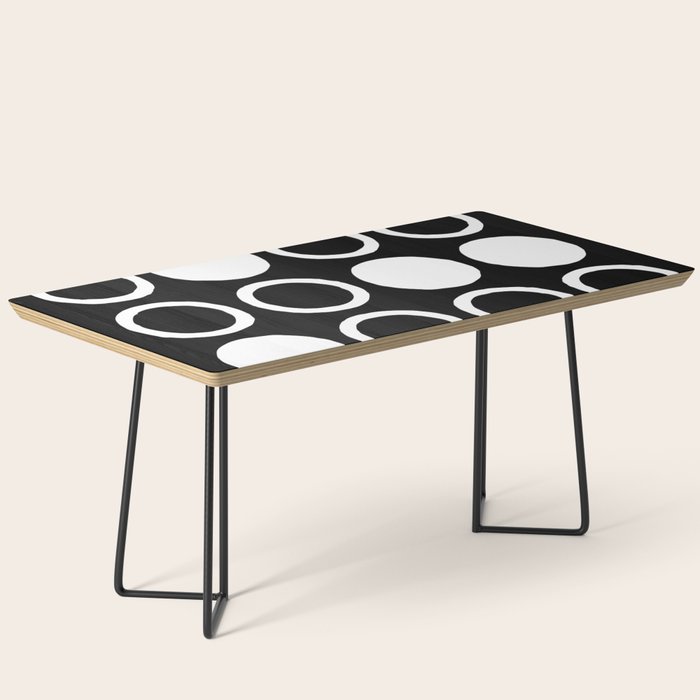 Mid Century Modern Circle and Dot Pattern 232 Black and White Coffee Table Gallery Image 1