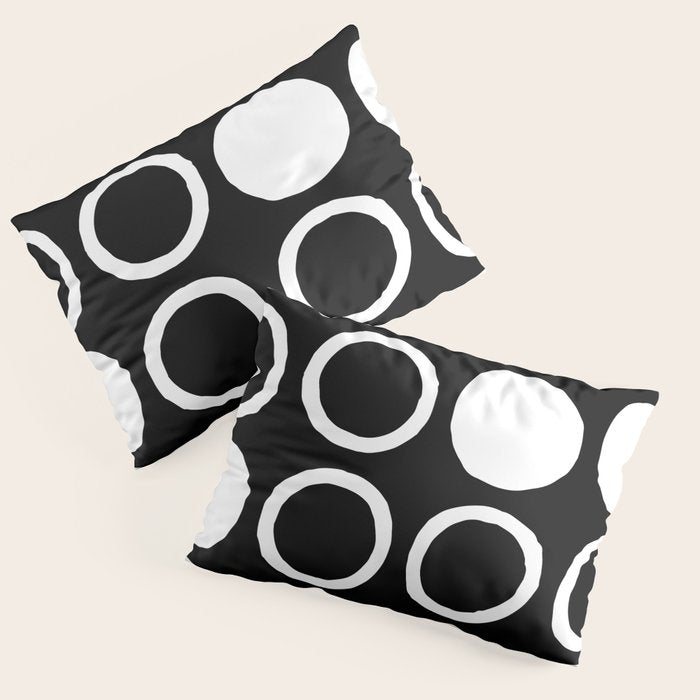 Mid Century Modern Circle and Dot Pattern 232 Black and White Pillow Sham Gallery Image 3