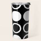 Mid Century Modern Circle and Dot Pattern 232 Black and White Travel Mug Gallery Image 2