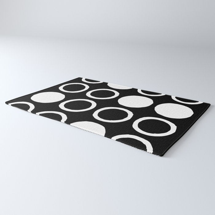 Mid Century Modern Circle and Dot Pattern 232 Black and White Rug Gallery Image 3