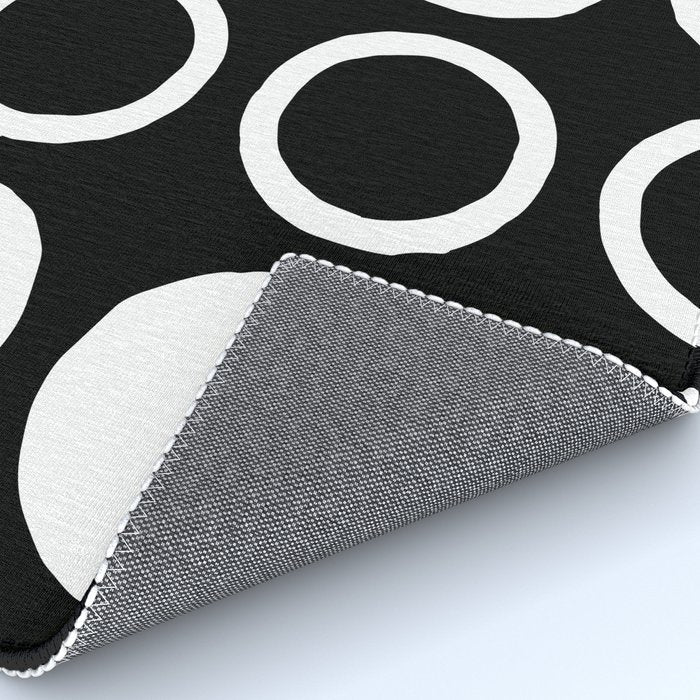 Mid Century Modern Circle and Dot Pattern 232 Black and White Rug Gallery Image 4