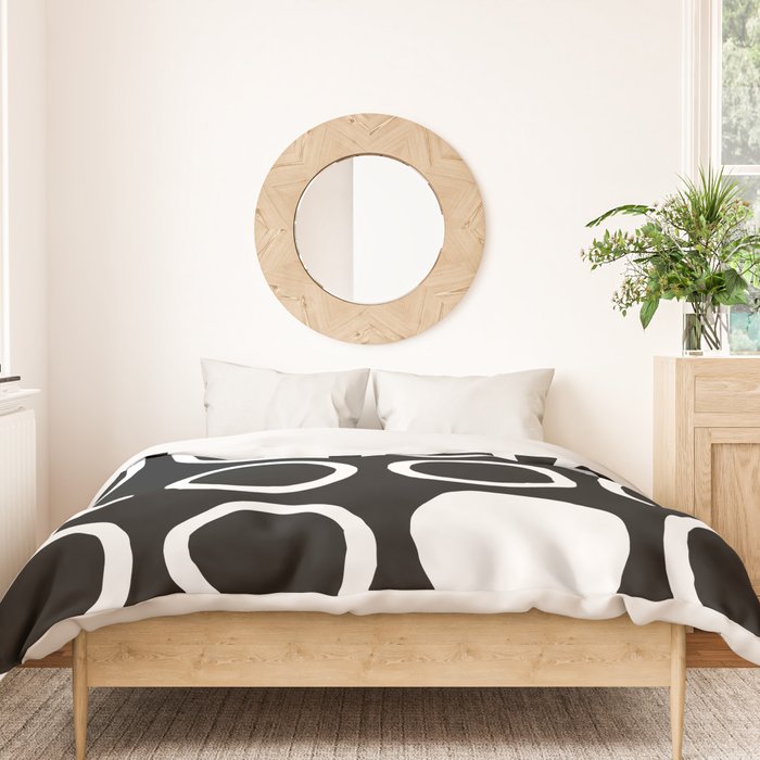 Mid Century Modern Circle and Dot Pattern 232 Black and White Duvet Cover Gallery Image 3