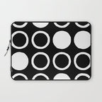 Mid Century Modern Circle and Dot Pattern 232 Black and White Laptop Sleeve Gallery Image 1