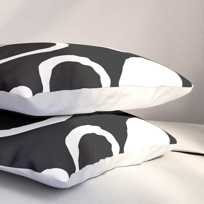 Mid Century Modern Circle and Dot Pattern 232 Black and White Pillow Sham Gallery Image 3