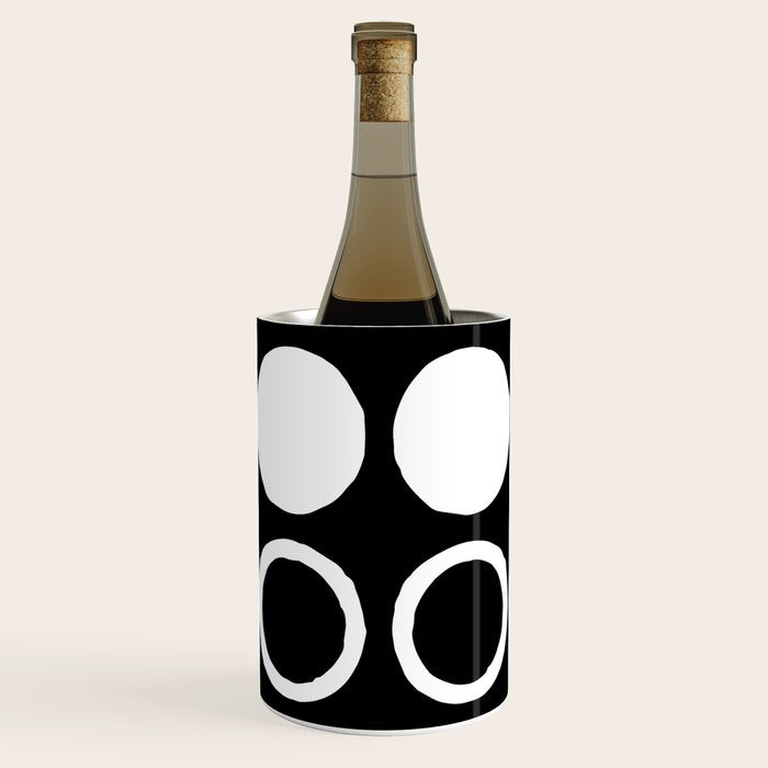Mid Century Modern Circle and Dot Pattern 232 Black and White Wine Chiller Gallery Image 3