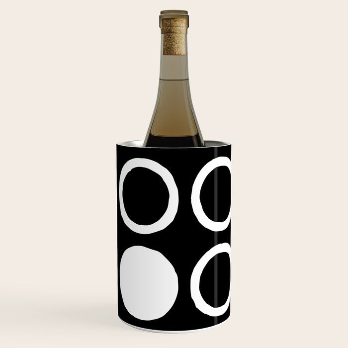 Mid Century Modern Circle and Dot Pattern 232 Black and White Wine Chiller Gallery Image 2