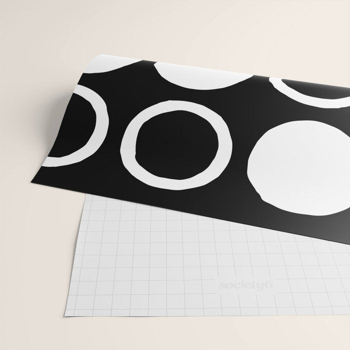 Mid Century Modern Circle and Dot Pattern 232 Black and White Wrapping Paper Gallery Image 2