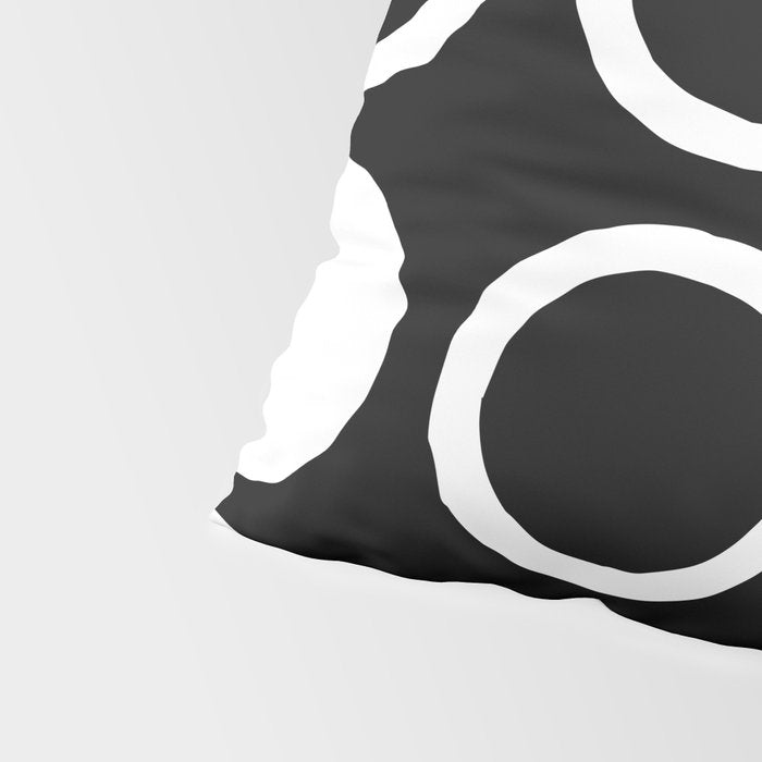 Mid Century Modern Circle and Dot Pattern 232 Black and White Pillow Sham Gallery Image 4