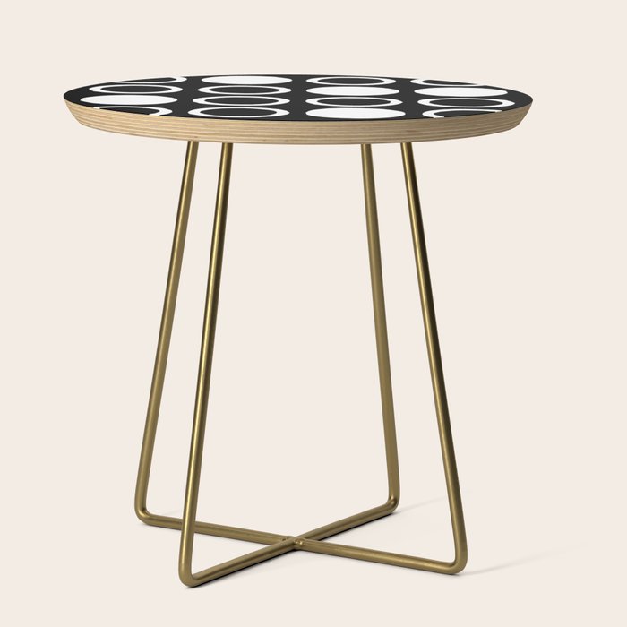Mid Century Modern Circle and Dot Pattern 232 Black and White Side Table Gallery Image 1