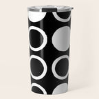 Mid Century Modern Circle and Dot Pattern 232 Black and White Travel Mug Gallery Image 1