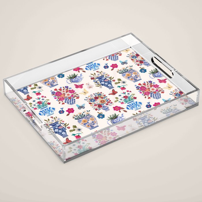 Nostalgic flower vases Acrylic Tray Gallery Image 1