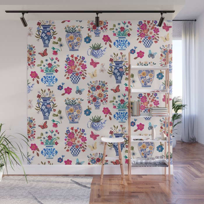 Nostalgic flower vases Wall Mural Gallery Image 1