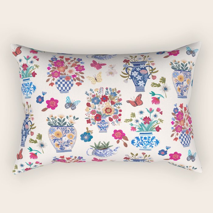 Nostalgic flower vases Rectangular Pillow Gallery Image 2