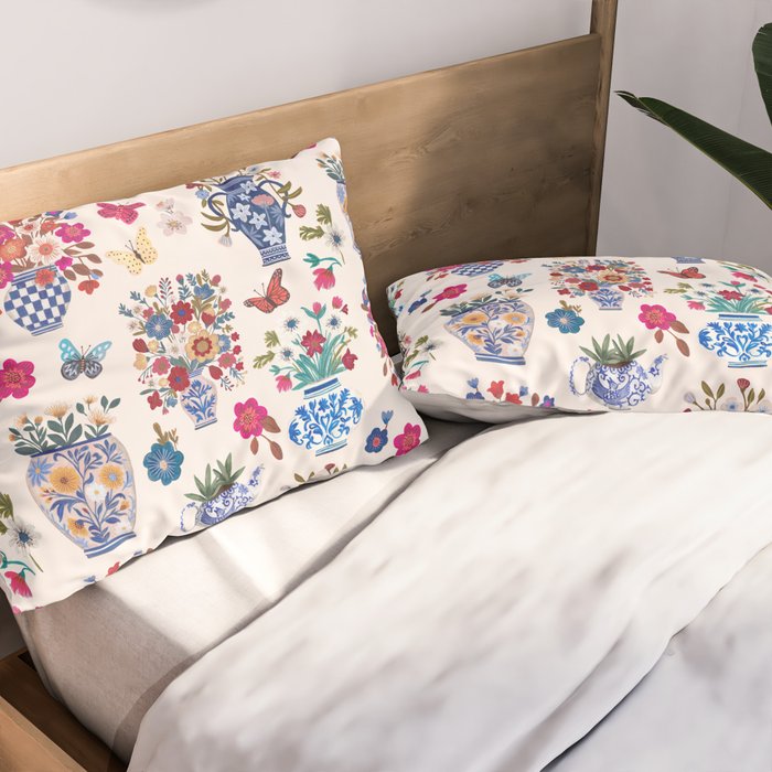 Nostalgic flower vases Pillow Sham Gallery Image 2