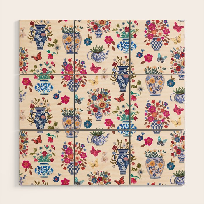 Nostalgic flower vases Wood Wall Art Gallery Image 1