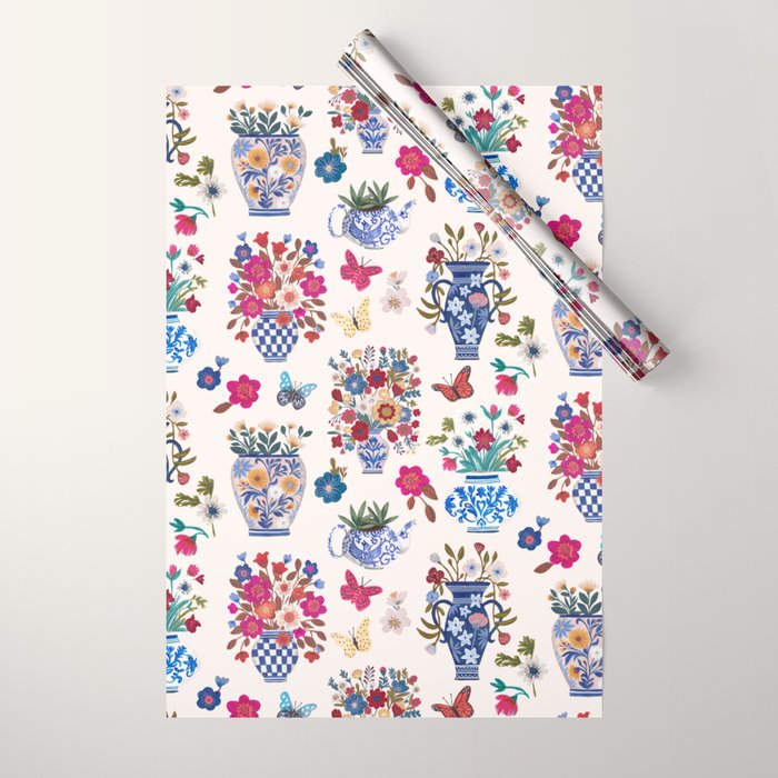 Nostalgic flower vases Wrapping Paper Gallery Image 1