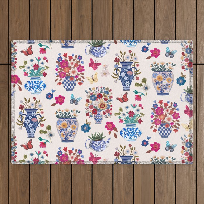 Nostalgic flower vases Outdoor Rug Gallery Image 1