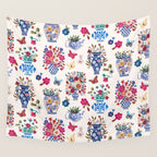 Nostalgic flower vases Wall Tapestry Gallery Image 4
