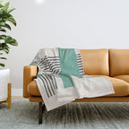 Stripes and Square Green Composition - Abstract Throw Blanket Gallery Image 1