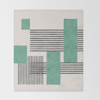 Stripes and Square Green Composition - Abstract Throw Blanket Gallery Image 2
