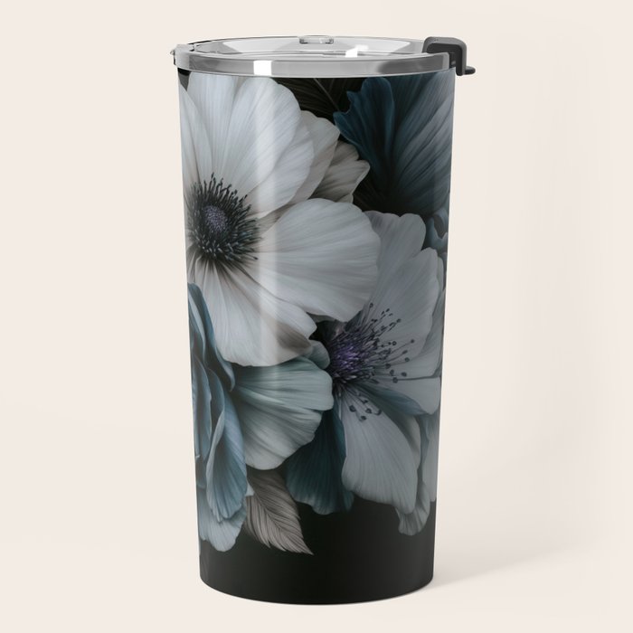 Twilight Floral Symphony In Turquoise Ivory Baroque Tones Travel Mug Gallery Image 2