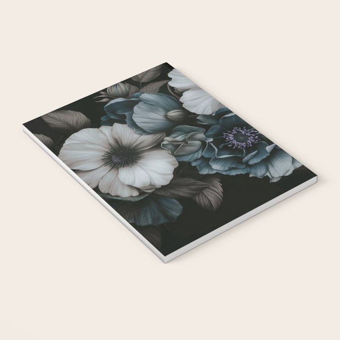 Twilight Floral Symphony In Turquoise Ivory Baroque Tones Notebook Gallery Image 3