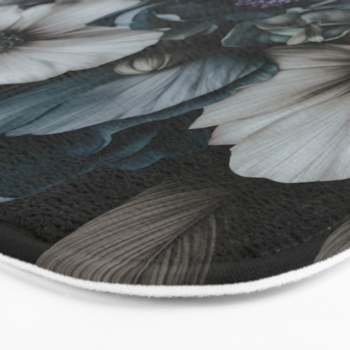 Twilight Floral Symphony In Turquoise Ivory Baroque Tones Bath Mat Gallery Image 3