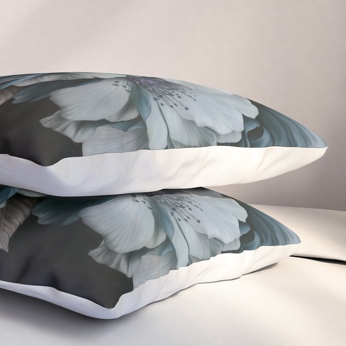 Twilight Floral Symphony In Turquoise Ivory Baroque Tones Pillow Sham Gallery Image 3