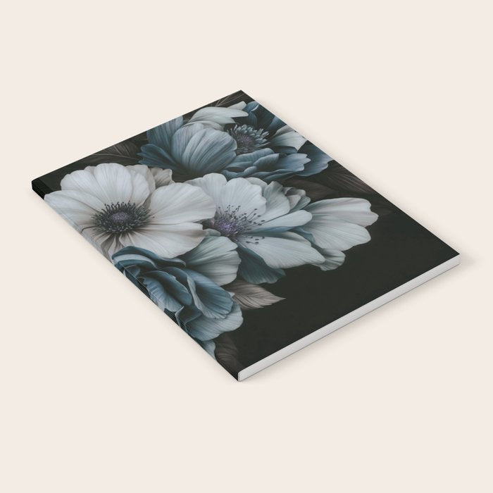 Twilight Floral Symphony In Turquoise Ivory Baroque Tones Notebook Gallery Image 1