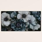Twilight Floral Symphony In Turquoise Ivory Baroque Tones Desk Mat Gallery Image 3