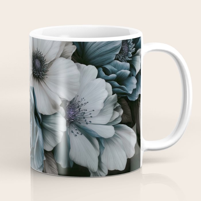 Twilight Floral Symphony In Turquoise Ivory Baroque Tones Coffee Mug Gallery Image 1