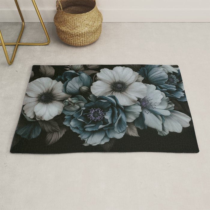 Twilight Floral Symphony In Turquoise Ivory Baroque Tones Rug Gallery Image 1