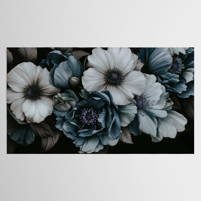 Twilight Floral Symphony In Turquoise Ivory Baroque Tones Tablecloth Gallery Image 2