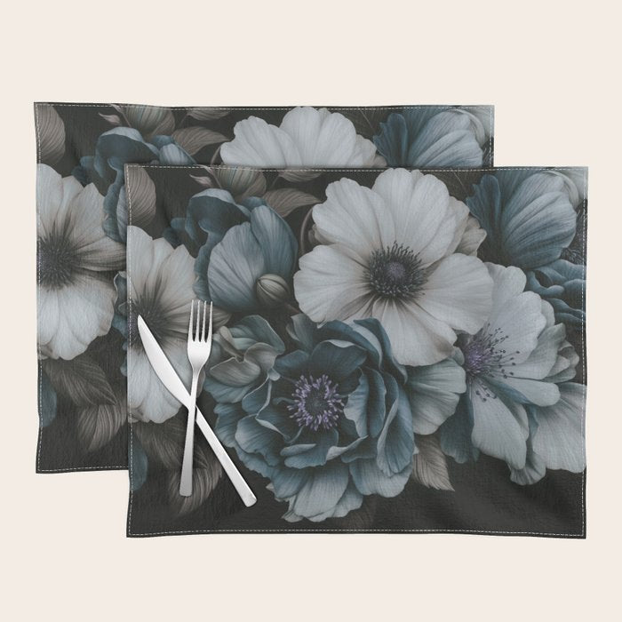 Twilight Floral Symphony In Turquoise Ivory Baroque Tones Placemat Gallery Image 1
