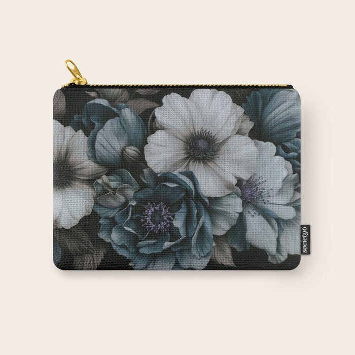Twilight Floral Symphony In Turquoise Ivory Baroque Tones Carry All Pouch Gallery Image 1