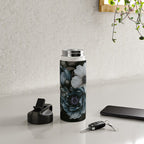 Twilight Floral Symphony In Turquoise Ivory Baroque Tones Water Bottle Gallery Image 4