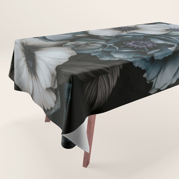 Twilight Floral Symphony In Turquoise Ivory Baroque Tones Tablecloth Gallery Image 1