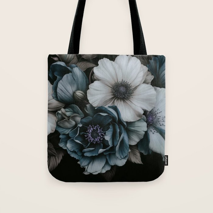 Twilight Floral Symphony In Turquoise Ivory Baroque Tones Tote Bag Gallery Image 1
