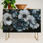 Twilight Floral Symphony In Turquoise Ivory Baroque Tones Credenza Gallery Image 1