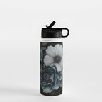 Twilight Floral Symphony In Turquoise Ivory Baroque Tones Water Bottle Gallery Image 1
