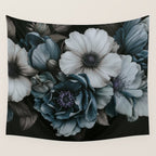 Twilight Floral Symphony In Turquoise Ivory Baroque Tones Wall Tapestry Gallery Image 4