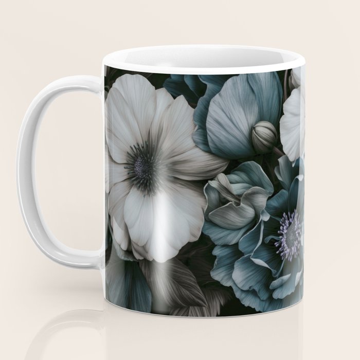 Twilight Floral Symphony In Turquoise Ivory Baroque Tones Coffee Mug Gallery Image 3