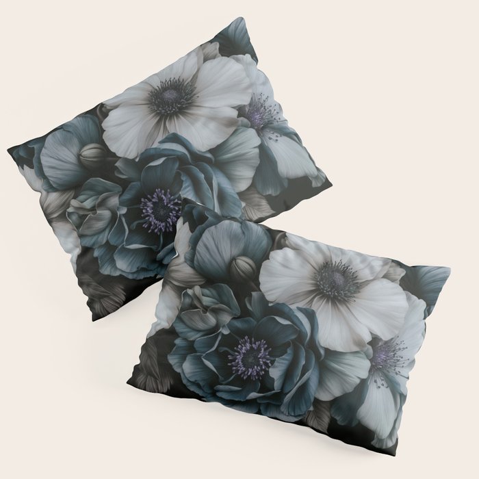 Twilight Floral Symphony In Turquoise Ivory Baroque Tones Pillow Sham Gallery Image 1