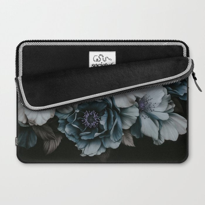 Twilight Floral Symphony In Turquoise Ivory Baroque Tones Laptop Sleeve Gallery Image 2