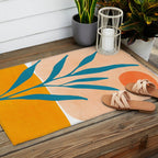 Exploring The Southwest - Orange and Teal Modernist Landscape Outdoor Rug Gallery Image 2
