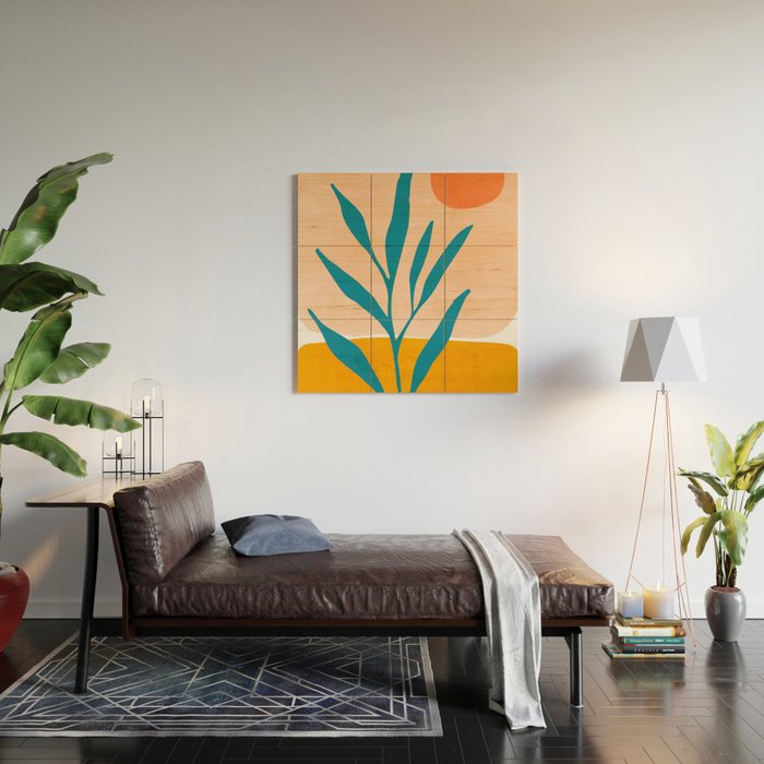 Exploring The Southwest - Orange and Teal Modernist Landscape Wood Wall Art Gallery Image 2