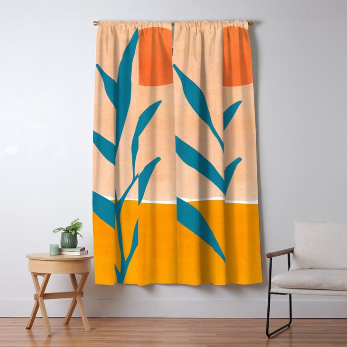 Exploring The Southwest - Orange and Teal Modernist Landscape Window Curtain Gallery Image 5