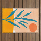 Exploring The Southwest - Orange and Teal Modernist Landscape Outdoor Rug Gallery Image 1